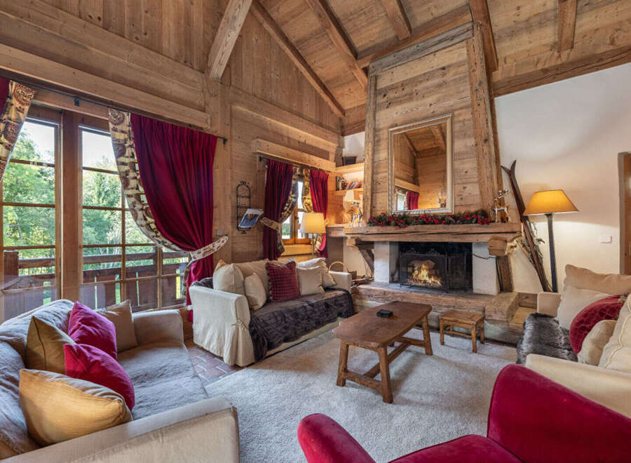 Step into a cozy chalet retreat with this stunning living space.