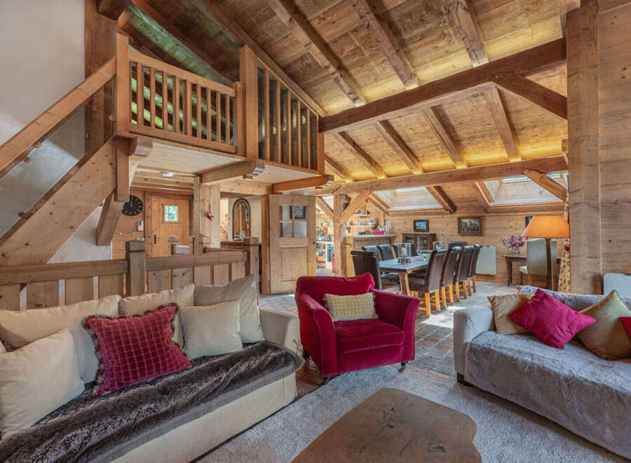 Step into rustic elegance with this stunning property, showcasing exposed wooden beams and a cozy, inviting atmosphere.