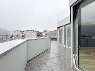 Enjoy stunning views from this modern balcony.