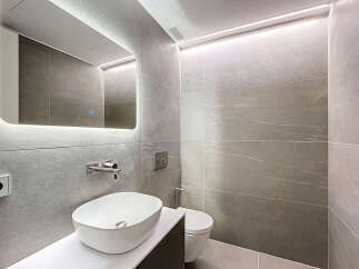 Step into a modern oasis with this stunning bathroom design.