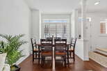 This stunning dining room boasts a modern design with a touch of elegance.