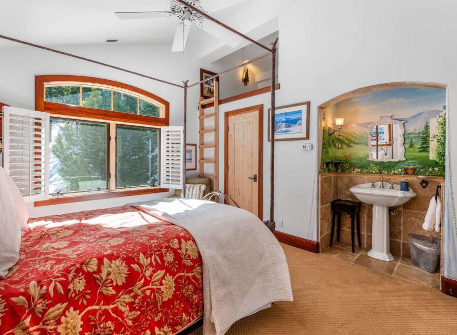Step into luxury with this stunning bedroom featuring a unique design and elegant details.
