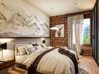 Experience the ultimate in mountain living with this stunning bedroom.