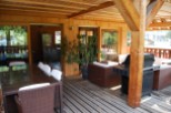 This stunning property boasts a spacious outdoor deck, perfect for entertaining guests.