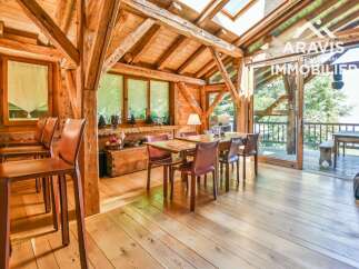 Experience rustic elegance in this stunning property, featuring a beautifully crafted wooden interior.