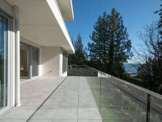 Enjoy breathtaking views from this modern balcony.