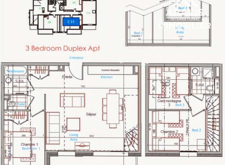 Discover this stunning 3-bedroom duplex apartment, perfect for modern living.