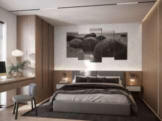 Step into a serene bedroom retreat, designed with modern elegance and comfort in mind.