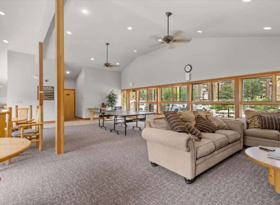 This inviting living space features a comfortable seating area, perfect for relaxation.
