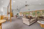 This inviting living space features a comfortable seating area, perfect for relaxation.