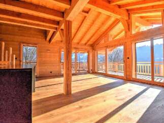 Experience the warmth and charm of this stunning wooden interior.