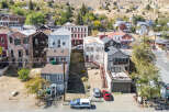 Discover the charm of historic properties in this captivating aerial view.
