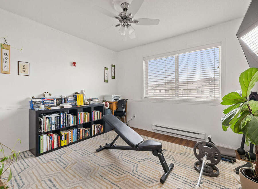 This versatile space is perfect for a home gym or office.