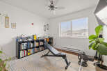 This versatile space is perfect for a home gym or office.