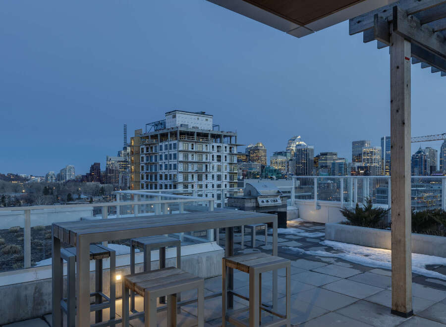 Enjoy stunning city views from this luxurious rooftop patio.