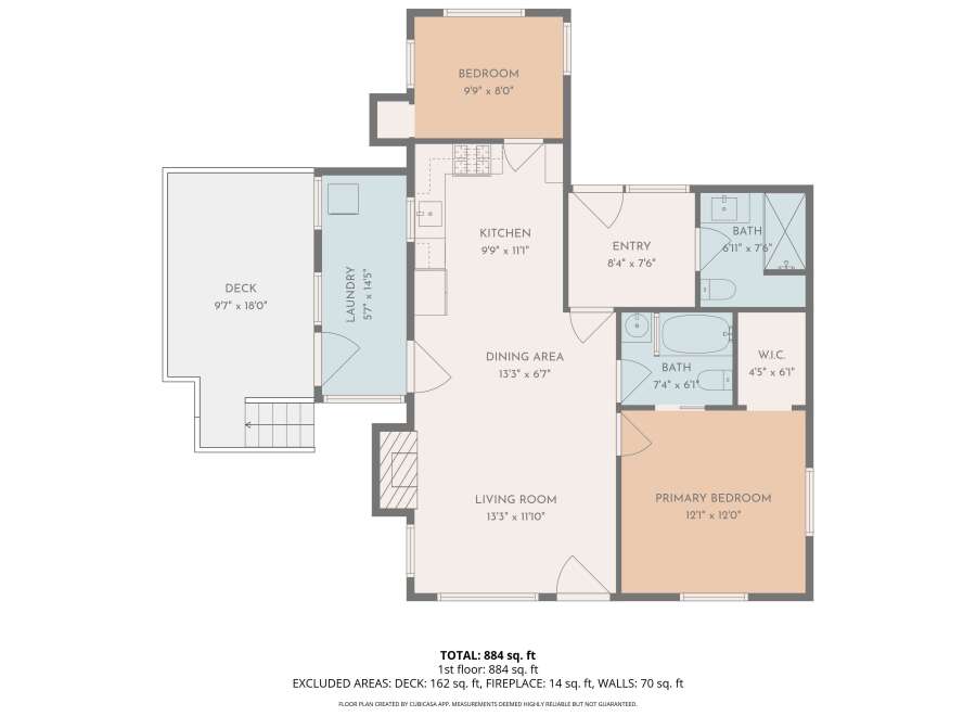Discover this inviting home featuring a well-designed floor plan with a total of 884 sq.