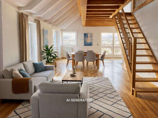Experience modern living in this spacious open-plan home, featuring a comfortable living area with plush seating and a stylish dining space perfect for entertaining.