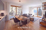 Experience modern living in this stunning open-concept space, featuring a sleek kitchen, a spacious dining area with a live-edge table, and a comfortable living room.
