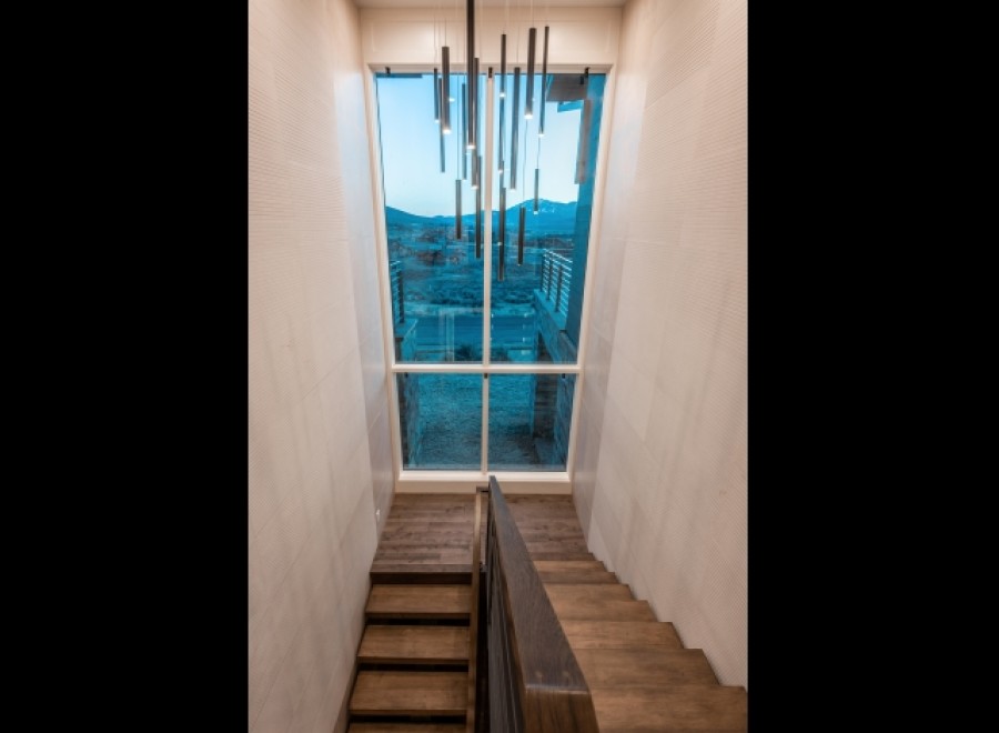 Modern staircase with a stunning view.