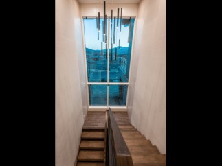 Modern staircase with a stunning view.