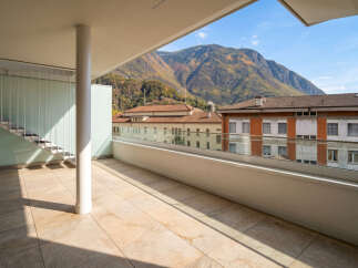 Enjoy breathtaking mountain views from this spacious balcony, perfect for outdoor living and entertaining.