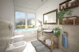 Step into a serene bathroom oasis, perfect for relaxation and rejuvenation.