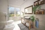 Step into a serene bathroom oasis, perfect for relaxation and rejuvenation.
