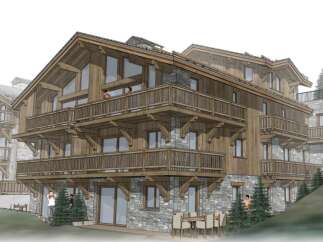 Discover the charm of this stunning chalet-style property, featuring a beautiful wooden facade and stone accents.
