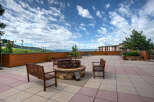 Enjoy the stunning mountain views from this luxurious outdoor patio.