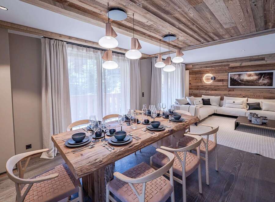 Experience luxury living in this stunning property, featuring a beautifully designed dining area.