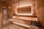 Step into luxury with this stunning sauna, a perfect addition to any high-end property.