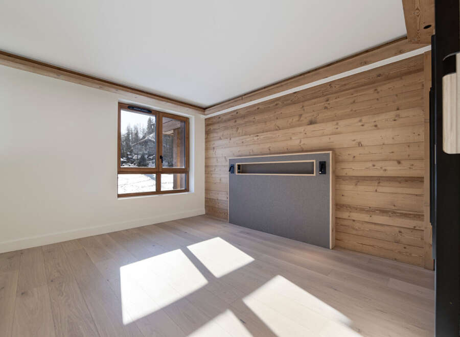 This stunning room features a beautiful combination of natural wood and modern design.