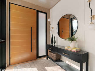 Step into modern elegance with this stunning entryway.
