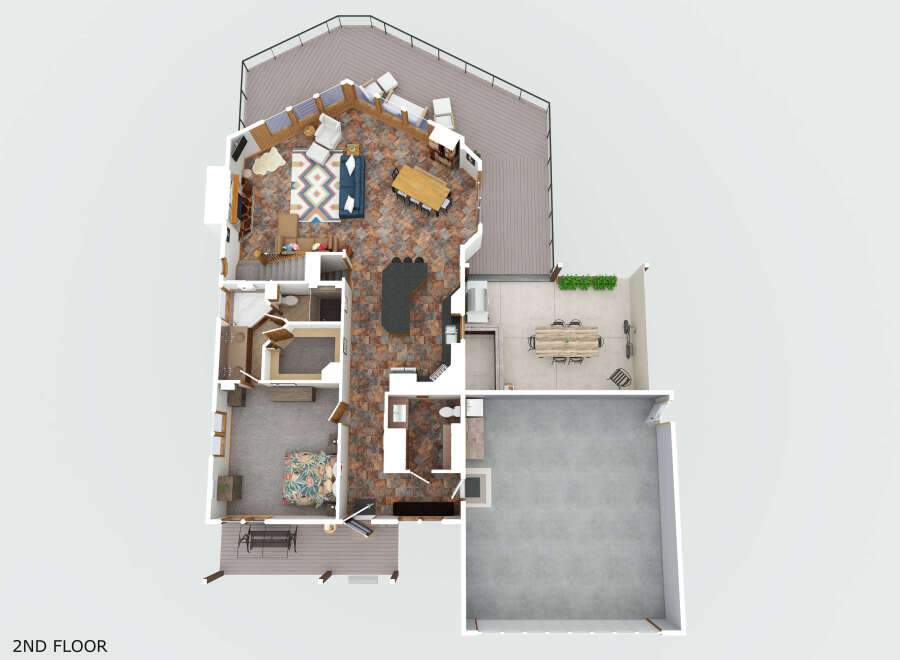 Discover this stunning 2nd-floor layout featuring a spacious living area with a cozy fireplace and ample seating, perfect for gatherings.