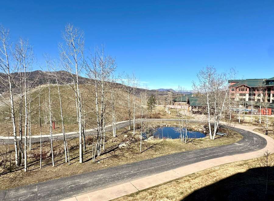Enjoy the serene beauty of this property, featuring a picturesque pond and winding pathways.