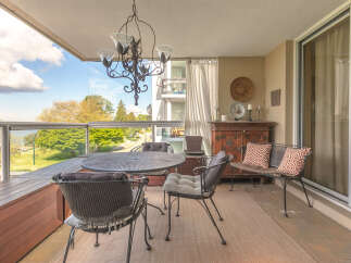 Enjoy breathtaking views from this stunning balcony, perfect for relaxing or entertaining.