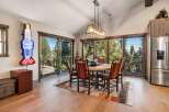 This stunning dining room boasts breathtaking views and a unique, modern design.