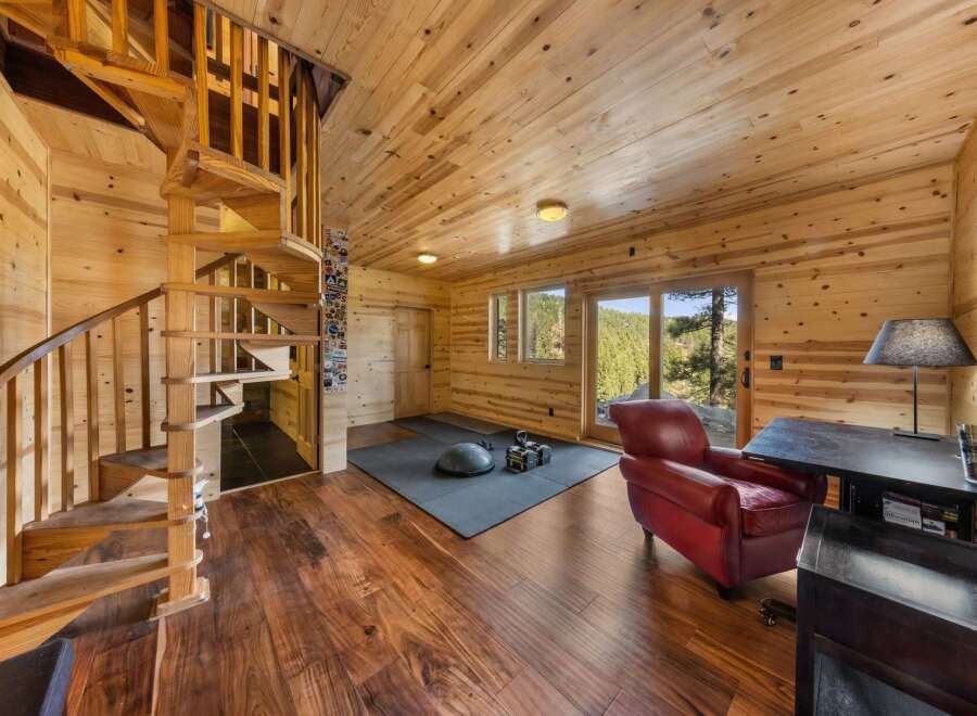 This stunning property boasts a unique blend of rustic charm and modern amenities.