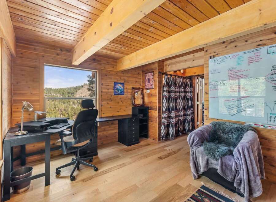 Step into a cozy and inviting home office, perfect for remote work or creative endeavors.