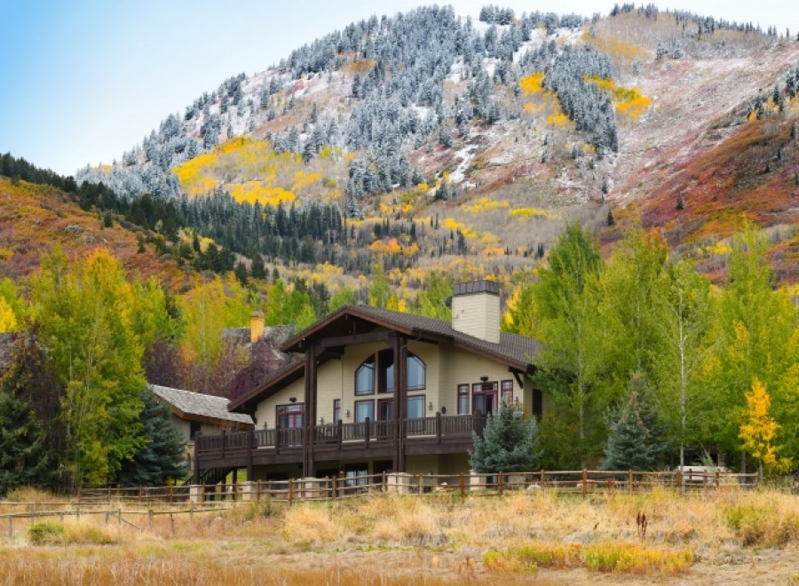 Mountaintop luxury home with breathtaking fall foliage views.