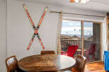 This charming property boasts a cozy dining area, perfect for enjoying meals with loved ones.