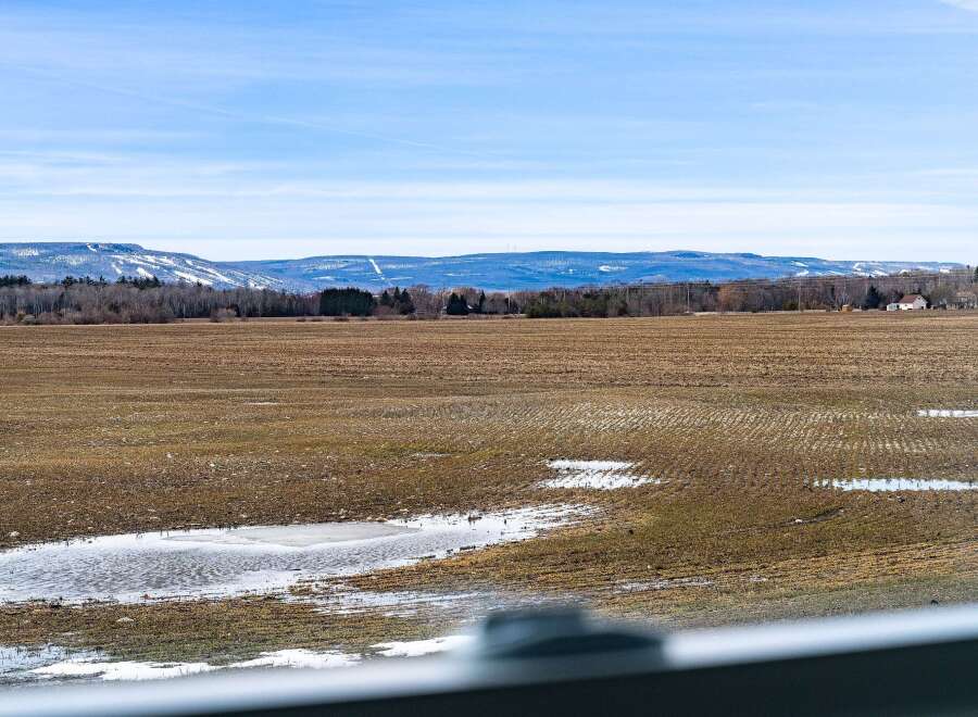 This stunning property offers breathtaking views of a vast, open field, perfect for those seeking tranquility and space.