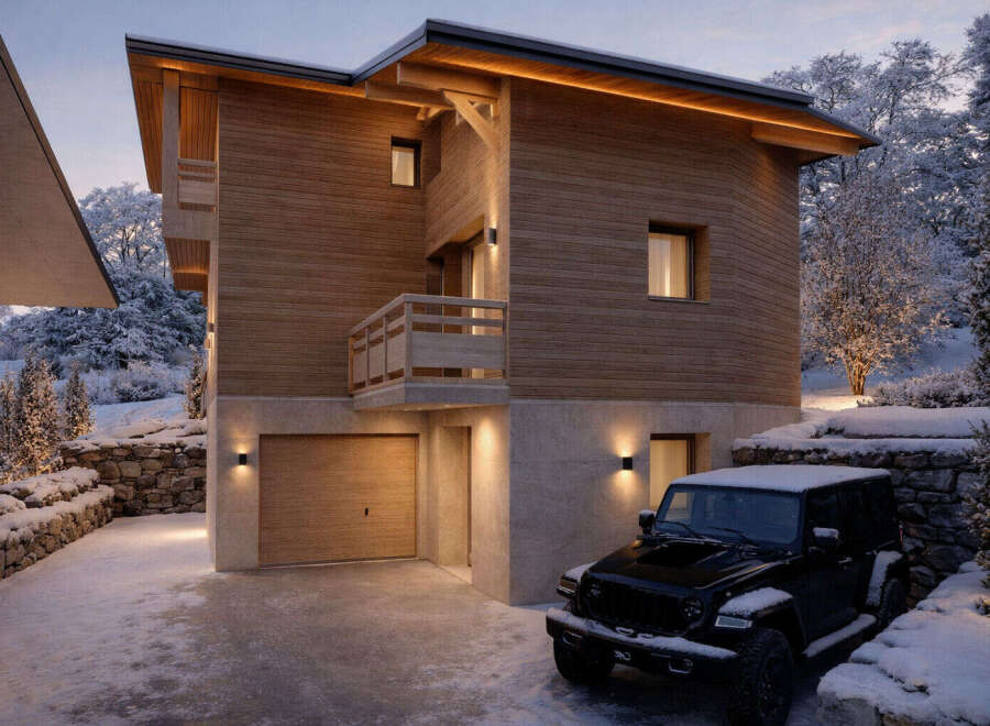 This stunning chalet-style home offers a perfect blend of modern design and natural beauty.