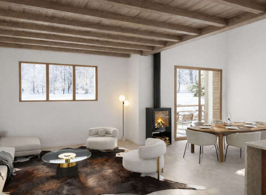 Experience the epitome of cozy living in this stunning property, featuring a warm fireplace and a spacious dining area perfect for gatherings.