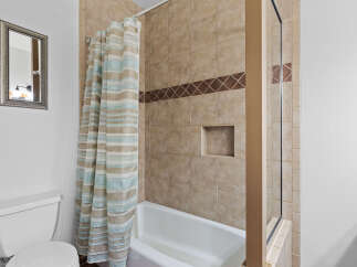 This bathroom features a clean and modern design with neutral tones.
