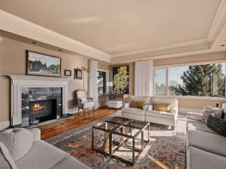 Step into luxury with this stunning living room, featuring a cozy fireplace and elegant design.