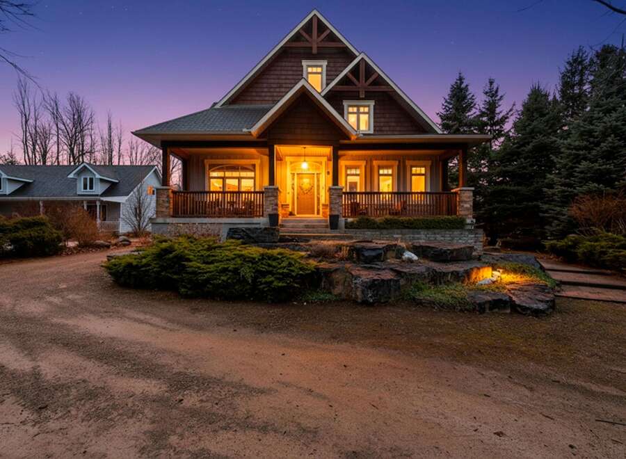 This stunning property boasts a beautiful exterior with a welcoming porch and inviting entrance.