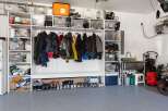 Organize your life with this garage's smart storage solutions.