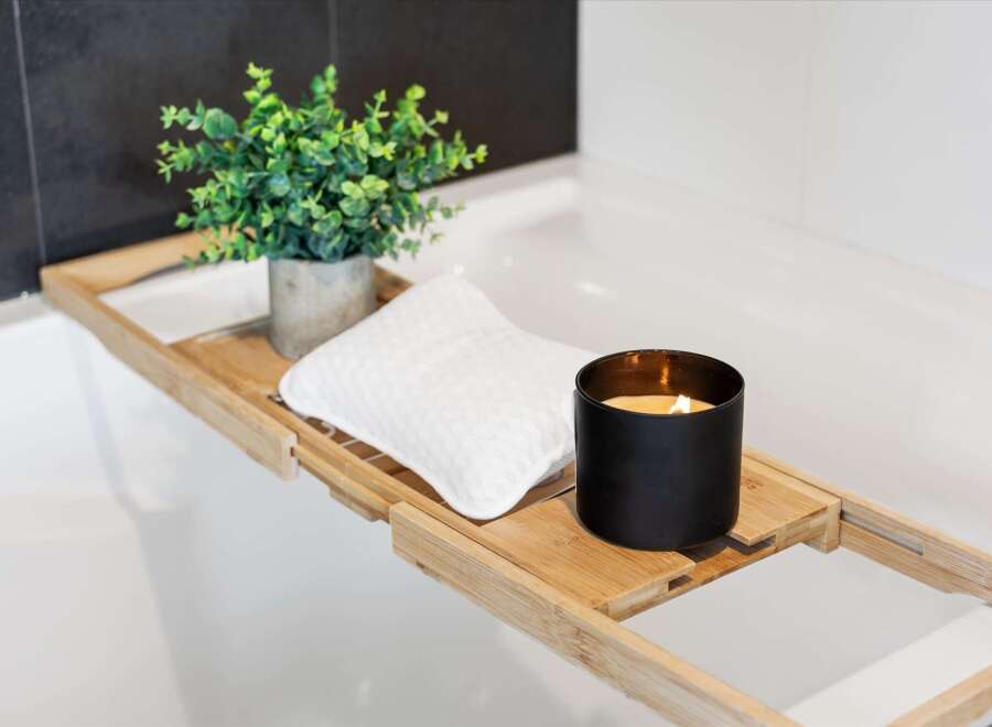 Indulge in relaxation with this luxurious bathroom setup.