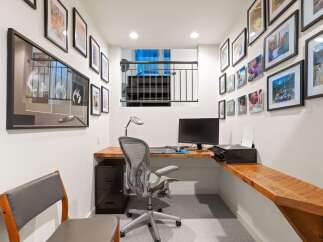 This stylish home office offers a productive and inspiring workspace.